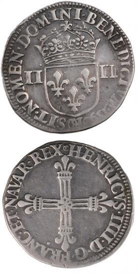 kosuke_dev 中世フランス ブルボン朝 アンリ4世 1590年 1/4エキュ銀貨 美品