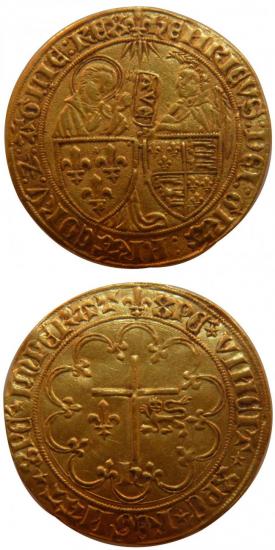 kosuke_dev 中世フランス ヴァロワ朝 ヘンリー6世 AD1422-1453年 フラン金貨 美品