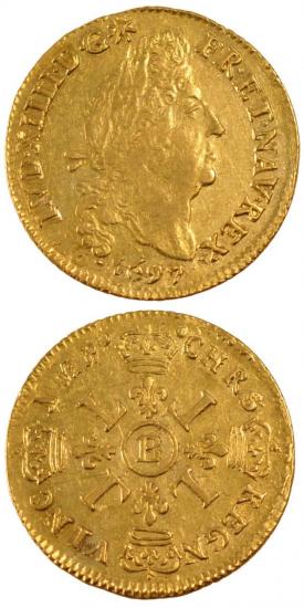 kosuke_dev 中世フランス ブルボン朝 ルイ14世 AD1643-1715年 1697年 ルーアン ルイドール金貨 美品+