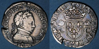 kosuke_dev 中世フランス ヴァロワ朝 シャルル9世 AD1560-1574年 テストン銀貨 美品