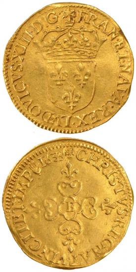 kosuke_dev 中世フランス ブルボン朝 ルイ13世 AD1610-1643年 1633年 ルイドール金貨 美品+