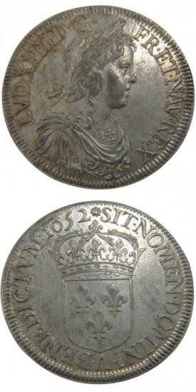 kosuke_dev 中世フランス ブルボン朝 ルイ14世 幼年像 AD1643-1715年 1652年 エキュ銀貨 美品+