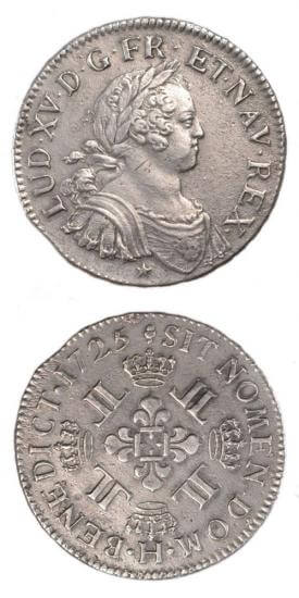 kosuke_dev 中世フランス ブルボン朝 ルイ15世 幼年像 1725年 エキュ銀貨 美品