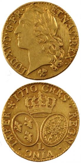 kosuke_dev 中世フランス ブルボン朝 ルイ15世 AD1715-1774年 1770年 ルイドール金貨 美品