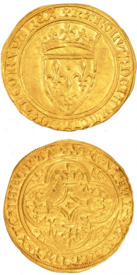kosuke_dev 中世フランス ヴァロワ朝 シャルル6世 AD1380-1422年 エキュ金貨 準未使用