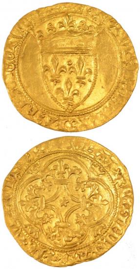 kosuke_dev 中世フランス ヴァロワ朝 シャルル6世 AD1380-1422年 エキュ金貨 美品