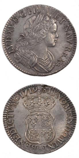 kosuke_dev 中世フランス ブルボン朝 ルイ15世 幼年像 1719年 エキュ銀貨 美品+