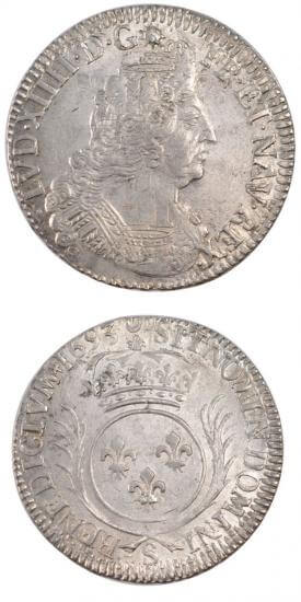 kosuke_dev 中世フランス ブルボン朝 ルイ14世 AD1643-1715年 1693年 1/2エキュ銀貨 準未使用