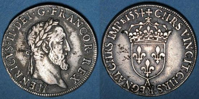 kosuke_dev 中世フランス ヴァロワ朝 アンリ2世 AD1547-1559年 1554年A テストン銀貨 美品