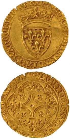 kosuke_dev 中世フランス ヴァロワ朝 シャルル6世 AD1380-1422年 エキュ金貨 美品+