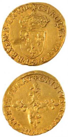 kosuke_dev 中世フランス ヴァロワ朝 シャルル9世 AD1560-1574年 1567年 エキュ金貨 美品