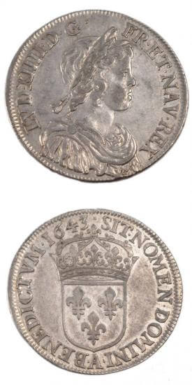 kosuke_dev 中世フランス ブルボン朝 ルイ14世 幼年像 AD1643-1715年 1643年 1/2エキュ銀貨 準未使用