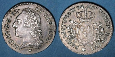 kosuke_dev 中世フランス ブルボン朝 ルイ15世 AD1715-1774年 1774年 1/5エキュ銀貨 準未使用