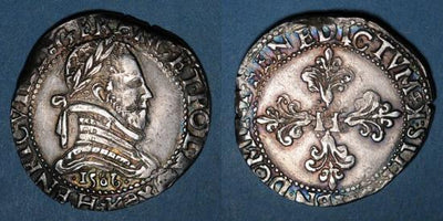 kosuke_dev 中世フランス ヴァロワ朝 アンリ3世 AD1574-1589年 1586年K 銀貨 極美品-美品