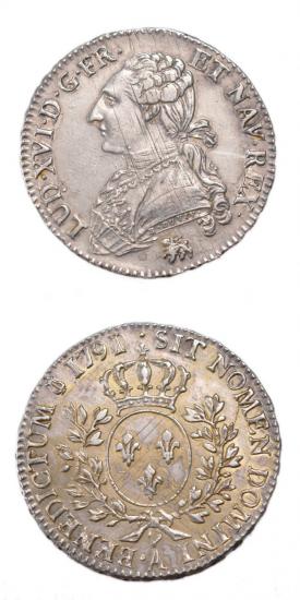 kosuke_dev 中世フランス ブルボン朝 ルイ16世 AD1774-1792年 1791年 1/2エキュ銀貨 美品+