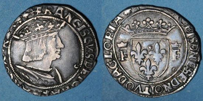 kosuke_dev 中世フランス ヴァロワ朝 フランソワ1世 AD1515-1547年 1/2テストン銀貨 美品