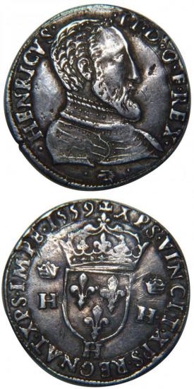 kosuke_dev 中世フランス ヴァロワ朝 フランソワ2世 AD1559-1560年 テストン銀貨 美品+