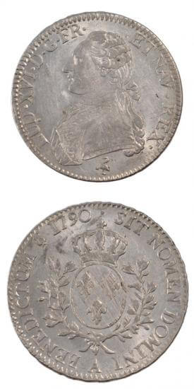 kosuke_dev 中世フランス ブルボン朝 ルイ16世 AD1774-1792年 1790年 エキュ銀貨 美品+