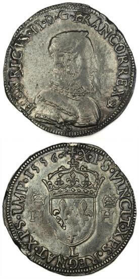 kosuke_dev 中世フランス ヴァロワ朝 アンリ2世 AD1547-1559年 1556年 テストン銀貨 並品+