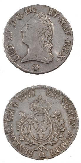 kosuke_dev 中世フランス ブルボン朝 ルイ15世 AD1715-1774年 1771年 エキュ銀貨 美品+