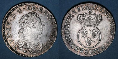 kosuke_dev 中世フランス ブルボン朝 ルイ15世 幼年像 1716年 1/2エキュ銀貨 極美品