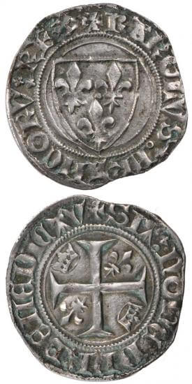 kosuke_dev 中世フランス ヴァロワ朝 シャルル6世 AD1380-1422年 銀貨 美品+