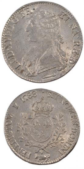 kosuke_dev 中世フランス ブルボン朝 ルイ16世 AD1774-1792年 1788年 エキュ銀貨 美品+