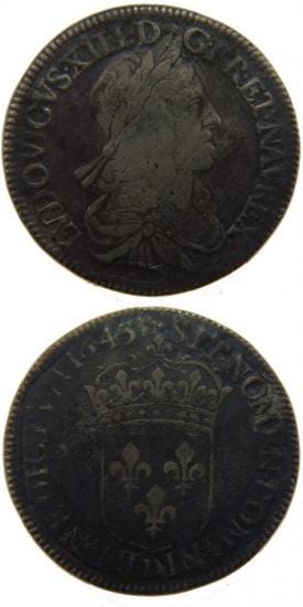 kosuke_dev 中世フランス ブルボン朝 ルイ13世 AD1610-1643年 1643年 1/2エキュ銀貨 並品