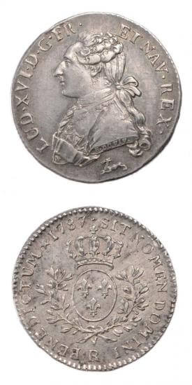 kosuke_dev 中世フランス ブルボン朝 ルイ16世 AD1774-1792年 1787年 1/5エキュ銀貨 準未使用