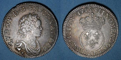 kosuke_dev 中世フランス ブルボン朝 ルイ15世 幼年像 1716年 1/2エキュ銀貨 美品+/美品