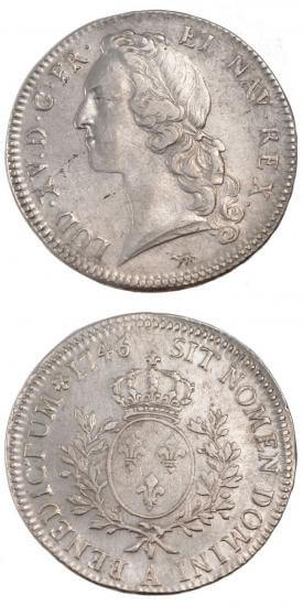 kosuke_dev 中世フランス ブルボン朝 ルイ15世 AD1715-1774年 1746年 エキュ銀貨 美品+