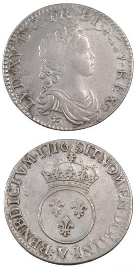kosuke_dev 中世フランス ブルボン朝 ルイ15世 幼年像 1716年 1/2エキュ銀貨 並品+