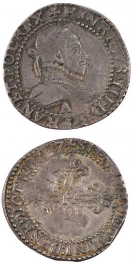kosuke_dev 中世フランス ヴァロワ朝 アンリ3世 AD1574-1589年 1587年  フラン銀貨 並品+