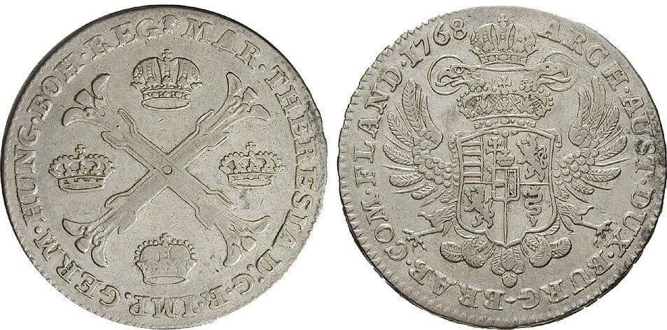 神聖ローマ帝国 マリア・テレジア 1768年 クローネターラー 銀貨 美品+