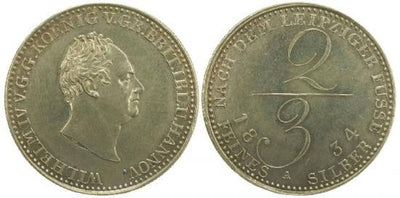 kosuke_dev ハノーバー 1834年 ウィリアム4世 2/3ターレル銀貨 未使用-極美品