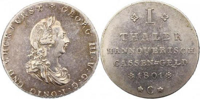 kosuke_dev ハノーバー 1801年 ブラウンシュヴァイク=カレンベルク ゲオルグ3世 ターレル銀貨 極美品-美品