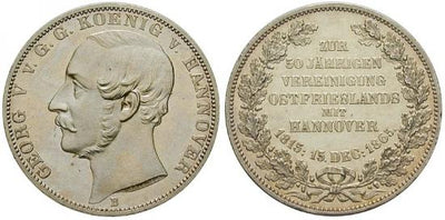 kosuke_dev ハノーバー 1865年 ブラウンシュヴァイク王国 ゲオルグ5世 ターレル銀貨 未使用