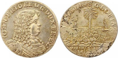kosuke_dev ハノーバー 1676年 ブラウンシュヴァイク ヨハン・フリードリヒ 2/3ターレル銀貨 未使用