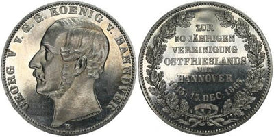 kosuke_dev ハノーバー 1865年 ブラウンシュヴァイク王国 ゲオルグ5世 1ターレル銀貨 プルーフ