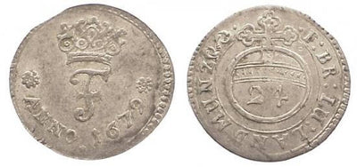 kosuke_dev ハノーバー 1679年 ブラウンシュヴァイク ヨハン・フリードリヒ 1/24ターレル銀貨 極美品