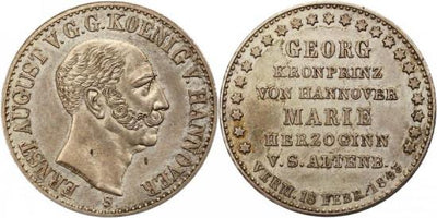 kosuke_dev ハノーバー 1843年 ブラウンシュヴァイク=カレンベルク エルンスト ターレル銀貨 美品+