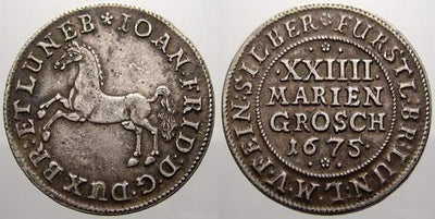kosuke_dev ハノーバー 1675年 ブラウンシュヴァイク王国 ヨハン・フリードリヒ ターレル銀貨 極美品