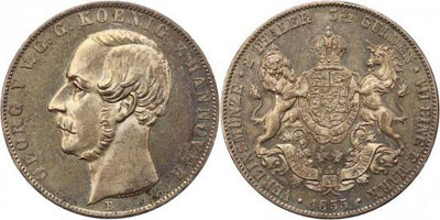kosuke_dev ハノーバー 1855年B ブラウンシュヴァイク王国 ゲオルグ5世 ダブルターレル銀貨 未使用