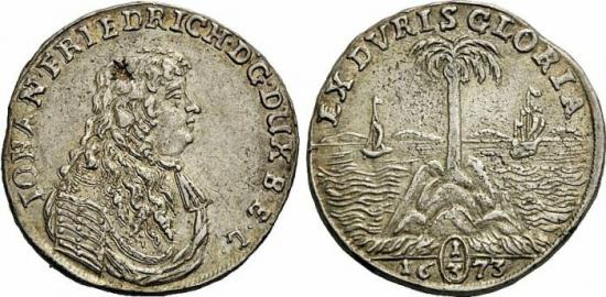 kosuke_dev ハノーバー 1673年 ヨハン・フリードリヒ 1/3ターレル銀貨 美品