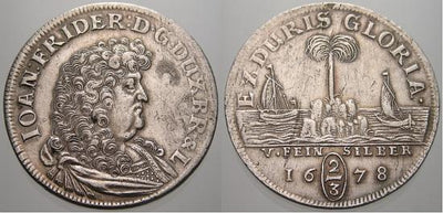 kosuke_dev ハノーバー 1678年 ブラウンシュヴァイク王国 ヨハン・フリードリヒ 2/3銀貨 極美品-美品