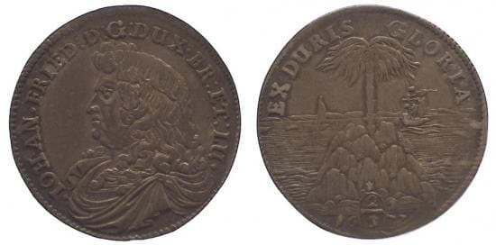 kosuke_dev ハノーバー 1677年 ブラウンシュヴァイク=カレンベルク ヨハン・フリードリヒ 2/3硬貨 極美品-美品