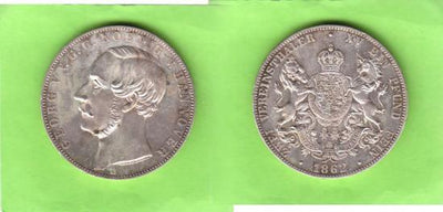 kosuke_dev ハノーバー 1862年 ゲオルグ5世 ターレル銀貨 未使用-極美品