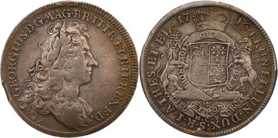 kosuke_dev ハノーバー 1716年 ブラウンシュヴァイク=カレンベルク ゲオルグ1世 ターレル銀貨 美品