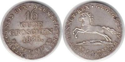 kosuke_dev ハノーバー 1826年 ブラウンシュヴァイク=カレンベルク ゲオルグ4世 16グロッシェン銀貨 未使用