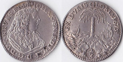 kosuke_dev ハノーバー 1675年 ブラウンシュヴァイク ヨハン・フリードリヒ 2/3ターレル銀貨 極美品